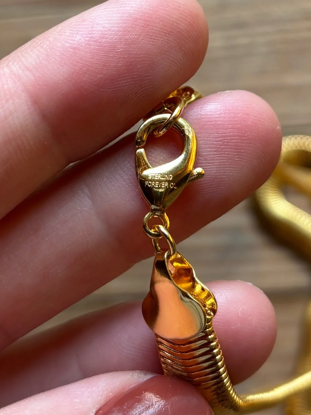 Sterling Forever Gold Herringbone Chain Necklace